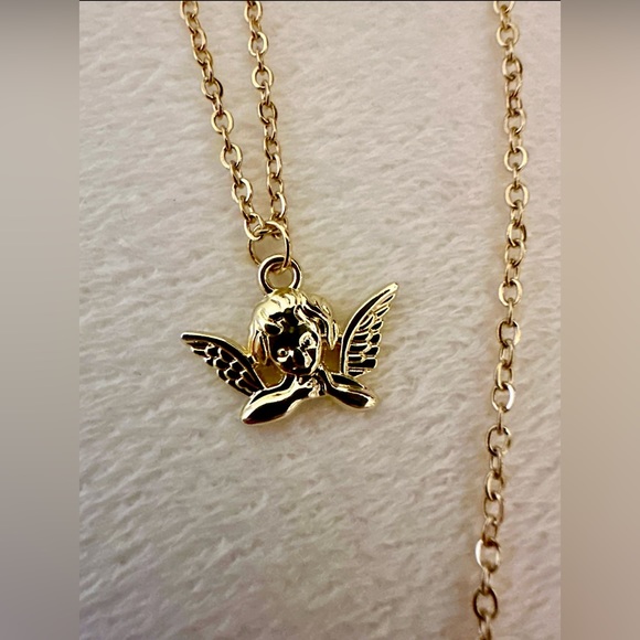 Angel Charm Pendant Necklace Handmade Gold Tone Fashion Accessories For Women - Picture 2 of 8